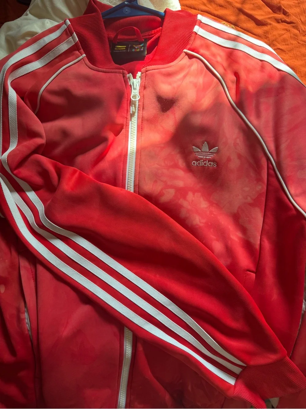 Adidas Pharrell Williams Red Trefoil Track Jacket with White Stripes
